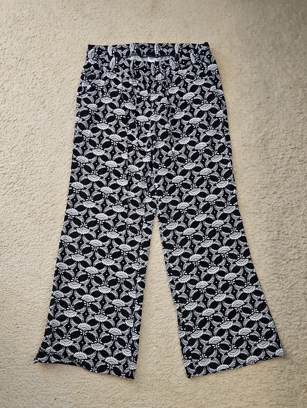 Old Navy Black & White Printed Wide-Leg Pants